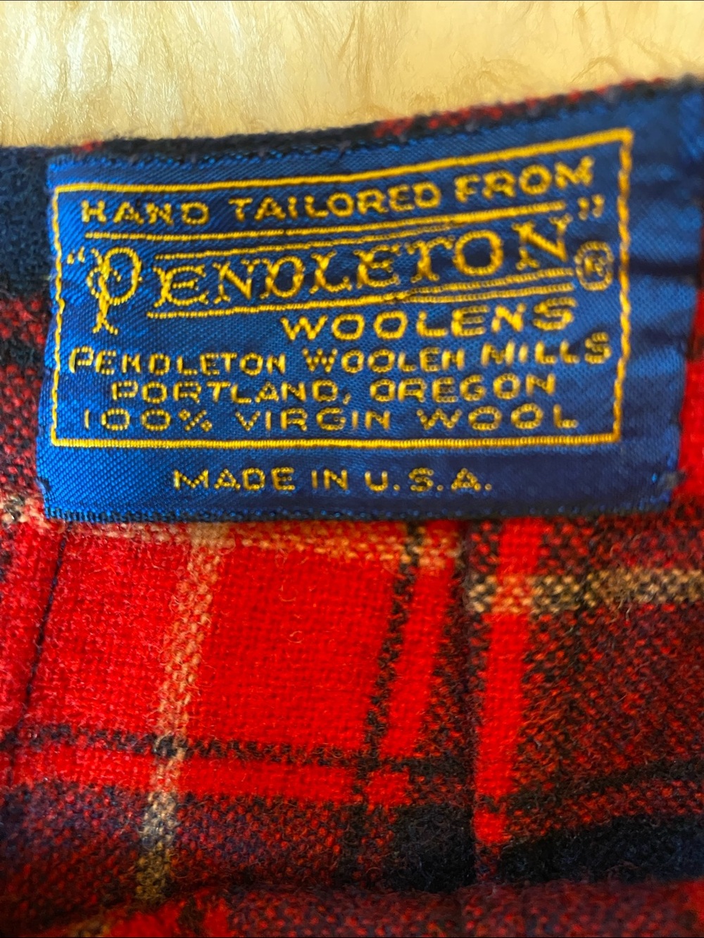 Vintage Pendleton Red and Navy Plaid A-Line Skirt - Picture 2 of 3